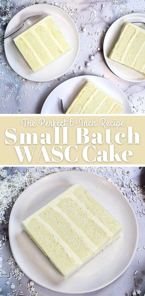 Best White Cake, Wasc Cake, Wasc Cake Recipe, Small Cake Boxes, White Almond Cakes, 6 Inch Cake, Almond Cupcakes, Small Batch Baking, Wedding Cake Servings