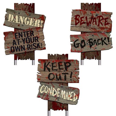 Beware Sign, Halloween Yard Signs, Spooky Signs, Sidewalk Signs, Party Girlande, Adornos Halloween, Halloween Yard Decorations, Scary Halloween Decorations, Warning Sign