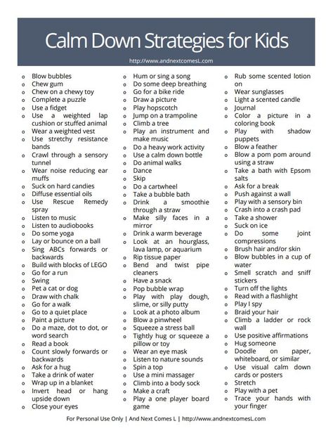 List of 100 simple calm down ideas for kids Calm Down Strategies For Kids, Calm Down Strategies, Calming Strategies, Child Therapy, School Psychology, Self Regulation, Parenting Skills, Coping Strategies, Behavior Management