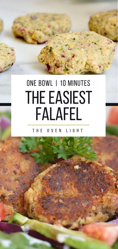 Easy Falafel Recipe Air Fryer, Simple Medeteranian Recipes, Oven Falafel Recipe, Easy Homemade Falafel, Simple Falafel Recipe, Falafel Easy Recipe, Mediterranean Falafel Recipe, Salad With Falafel, Make Ahead Vegetarian Lunch