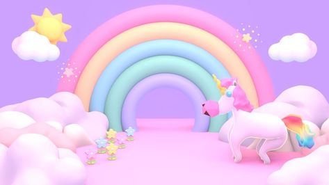 3d rendered cartoon rainbow land with su... | Premium Photo #Freepik #photo #lullaby #rainbow-unicorn #unicorn #playground-background Playground Background, Background Unicorn, Unicorn Backgrounds, Unicorn Background, Hd Landscape, 3d Rainbow, Cartoon Rainbow, Daughter Love Quotes, Sun Flowers