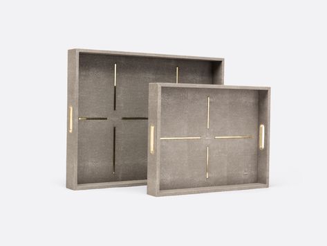 Softly embossed faux shagreen tray with linear inset brass detail which adds a tailored finish and gives the design a refined look. Fine China Patterns, Faux Shagreen, Baccarat Crystal, Brass Tray, Large Tray, Round Tray, Fine Linens, Decorative Panels, Simple Pleasures