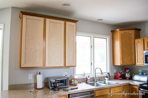 Changing Cabinet Door Fronts, Changing Out Cabinet Doors, Recessed Panel Kitchen Cabinets, Reverse Cabinet Doors, Cathedral Cabinet Doors Makeover, How To Replace Cabinet Doors, Cabinet Doors Different Color Than Frame, Changing Kitchen Cabinet Doors, Replace Cabinet Doors Before And After