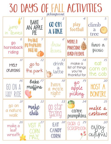 30 Days of Fall Activities: Free Printable Calendar Fall Activities For Kids, Fall Family Fun, Fall Mood Board, Fun Fall Activities, Au Pair, Fall Bucket List, Fun Family Activities, Fall Activities, Fall Feels