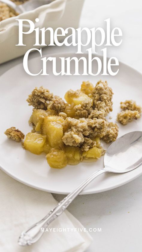 Satisfy your sweet tooth with this sweet and tangy pineapple crumble. It's a fantastic summer dessert that's both simple to make and incredibly delicious. Perfect for family gatherings or a cozy night in. #DessertIdeas #SummerRecipes #FruitCrisps Pineapple Crumble, Pineapple Delight, Easy Summer Dessert, Best Summer Desserts, Tropical Desserts, Pineapple Lovers, Dessert Board, Pineapple Recipes, Tropical Twist