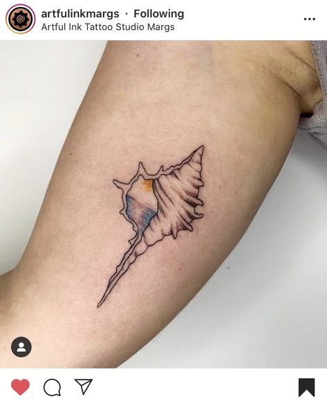 Seashell Tattoo Ankle, Minimal Seashell Tattoo, Dainty Sea Shell Tattoo, Tiny Conch Shell Tattoo, Seashell Tiny Tattoo, Shell Tiny Tattoo, Seashell Tattoos, Shell Tattoos, Sea Tattoo