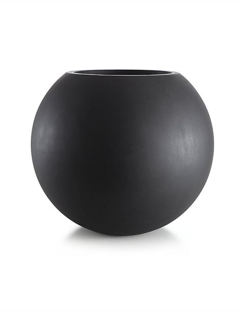 Sphere Dark Gray Planter - ELLEDecor.com Diy Large Sphere Planter, Diy Round Planter, Diy Sphere Planter, Sphere Planter, Outdoor Vase, Zen Backyard, Extra Large Planters, Plant Vessels, Serenity Garden