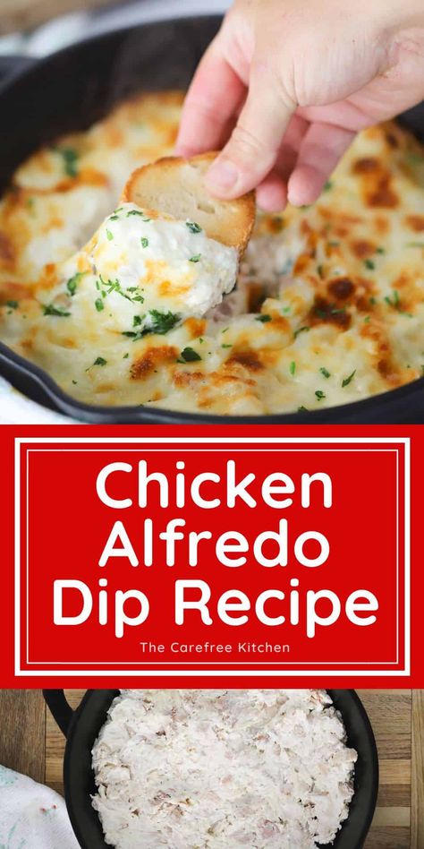 Italian Dips Appetizers, Chicken Alfredo Dip Recipe, Chicken Alfredo Dip, Alfredo Dip, Dip Night, Dip Board, Baked Dip, Superbowl Ideas, Alfredo Recipes