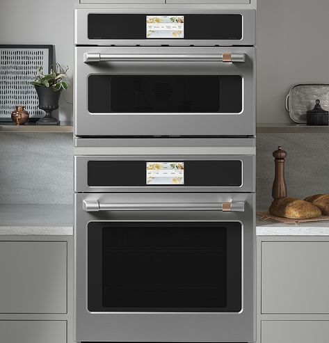 Upgrade your kitchen with this 30-incy Cafe electric single wall oven. The built-in Wi-Fi lets you manage oven functions via virtual assistants or the convenience of your phone, and the True European Convection circulates air for even cooking. This Cafe electric single wall oven features a steam-clean function for hassle-free cleaning. Microwave Oven Combo, Toast Bar, Double Wall Ovens, Wall Oven Microwave Combo, Desserts Cheesecake, Convection Wall Oven, Fruit Carvings, Wall Oven Microwave, Oven Design