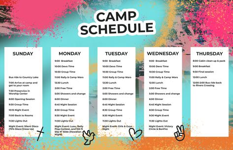 Summer Camp Itinerary, Summer Camp Schedule, Teaching Esl Students, Camp Schedule, Adult Summer Camp, Camp Store, Cousin Camp, Christian Camp, Summer Day Camp