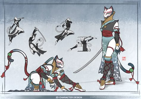 Cat Assassin Character Design, Cat Ninja Character Design, Oni Concept Art, Ninja Concept Art, Oni Character Design, Oni Ninja, Ninja Artwork, Oni Art, Cat Ninja