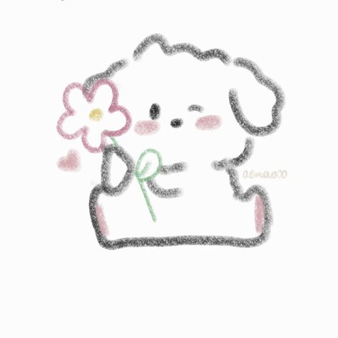 Matching Pfp With Flowers, Cute Dog Doodles Simple, Bday Doodles, Sisters Doodle, Doodles Of Dogs, Cute Dog Doodles, Doodles Dog, Puppy Drawing Easy, Puppy Doodle