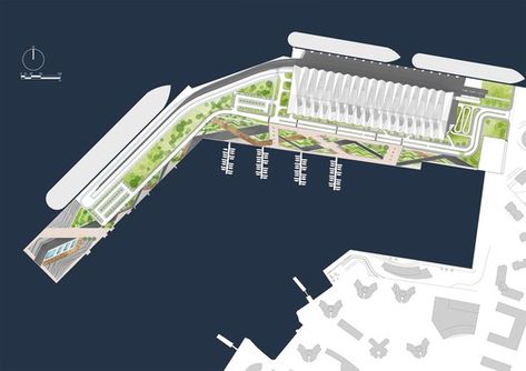 Gallery of Qingdao Cruise Terminal / CCDI - MOZHAO Studio + CCDI JING Studio - 27 Parking Plan, Waterfront Architecture, City Maps Design, Floating Architecture, Cruise Terminal, Eco City, Top Places To Travel, Studios Architecture, Yacht Rental