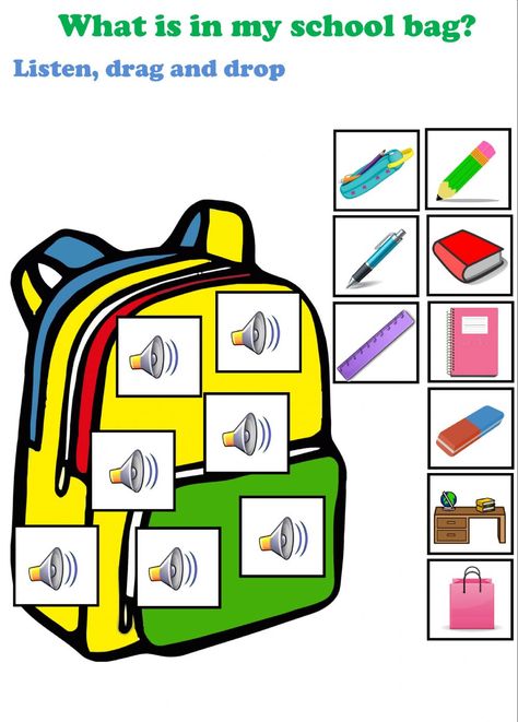 School. Quick minds 1 - Ficha interactiva In My School Bag, English Liveworksheet, English Primary School, School Objects, Brain Gym For Kids, Free School Supplies, School Suplies, Classroom Management Tool, Kindergarden Activities