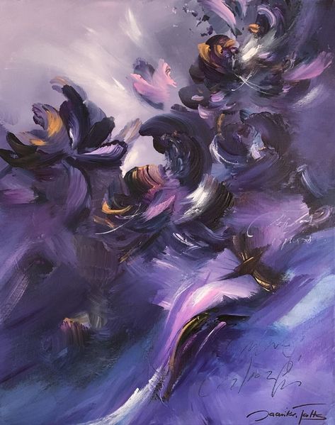 Whispers (ii) Purple And Gold Painting, Purple Painting Abstract, Purple Painting, Intuitive Painting, Purple Abstract, Large Abstract Painting, Abstract Landscape Painting, Abstract Canvas Painting, Flower Art Painting