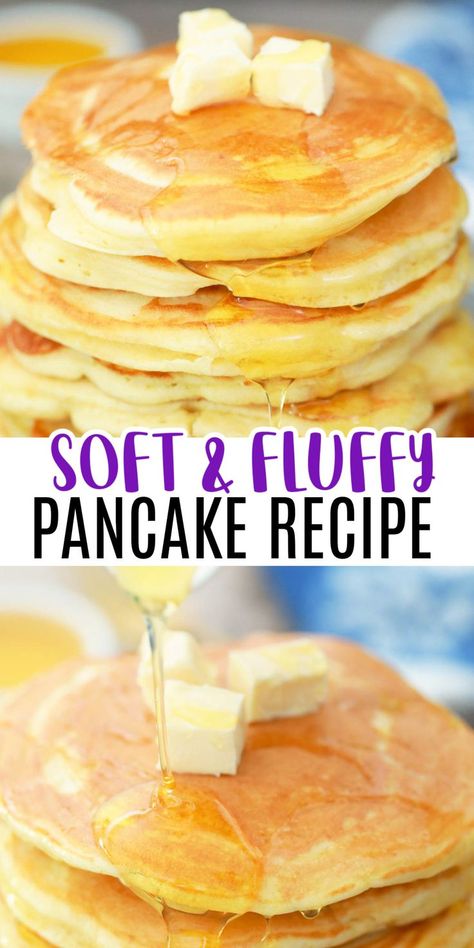 Super Fluffy Pancakes Recipe, Pancake Recipe Easy Fluffy, Easy Homemade Pancake Recipe, Super Fluffy Pancakes, Best Homemade Pancakes, Homemade Pancakes Fluffy, Easy Homemade Pancakes, Fluffy Pancake Recipe, Making Pancakes