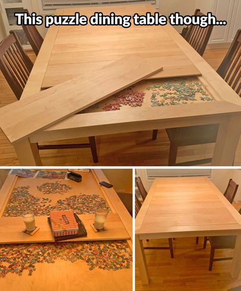 Want! Puzzle Storage, Puzzle Table, Diy Dining Table, Diy Dining, Take My Money, My Money, Diy Table, Diy Furniture Plans Wood Projects, Dream Home Design