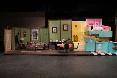 Bye Bye Birdie Set Design, Talk Show Set Design, Theatre Set Design, Theater Tech, Mission Failed, Stage Directions, Bathroom Staging, Bedroom Set Designs, Wall Film