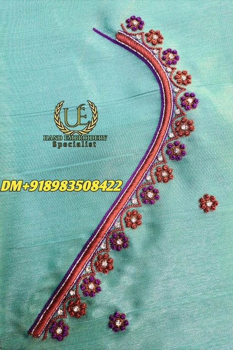 Hand Embroidery Specialist Simple French Knot Aari Work, French Knot Embroidery Blouse, French Knot Blouse Designs, French Knot Aari Work Design, French Knot Embroidery Designs Blouse, Thread Work Blouse Designs Latest, Knot Work Embroidery Blouse, Hand Embroidery Blouse Designs Simple, Simple Thread Embroidery Blouse Designs