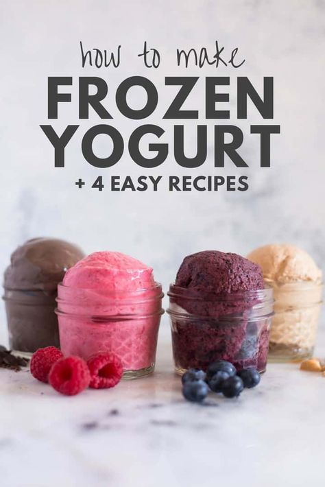 Homemade Frozen Yogurt Recipes, Make Frozen Yogurt, Easy Frozen Yogurt, Chocolate Frozen Yogurt, Healthy Frozen Yogurt, Frozen Yogurt Blueberries, Homemade Frozen Yogurt, Frozen Yogurt Recipes, Cholesterol Lowering