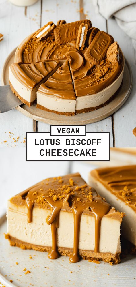 Biscoff Dessert, Lotus Biscoff Cheesecake, Vegan No Bake, Cheesecake Vegan, Biscoff Cheesecake, Vegan Cheesecake Recipe, Biscoff Cookie Butter, Vegan Baking Recipes, Lotus Biscoff