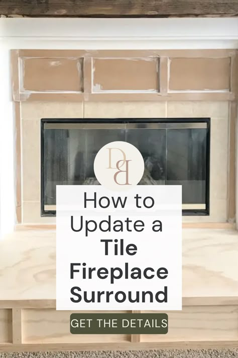 Want to update a builder's grade fireplace? In this post, I'll show you how to bring a tile surround fireplace up to date. Such an easy DIY with amazing results! Fireplace Fixer Upper, How To Redo Fireplace Mantle, Chimney Tile Fireplace Makeovers, How To Change A Fireplace Mantel, Fireplace Facelift Tile, Retiling Fireplace Surround, How To Cover Up Tile On Fireplace, Tile To Brick Fireplace Makeover, Replacing Tile Fireplace Surround