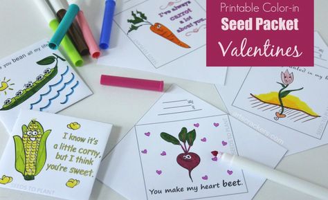 Printable-Color-In-Seed-Packet-Valentines Candy Free Valentines, Valentines Day Jokes, Valentine Printables, Valentines Crafts, Valentine's Day Printables, Match Game, Valentine Crafts For Kids, Math Practice, Free Candy