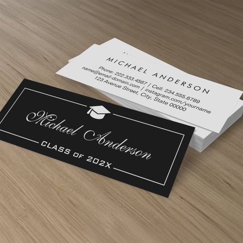 Graduation Name Card - Stylish Black and White Name Card, Graduation Cards, Name Cards, Created By, Black And White, Stars, White, Black