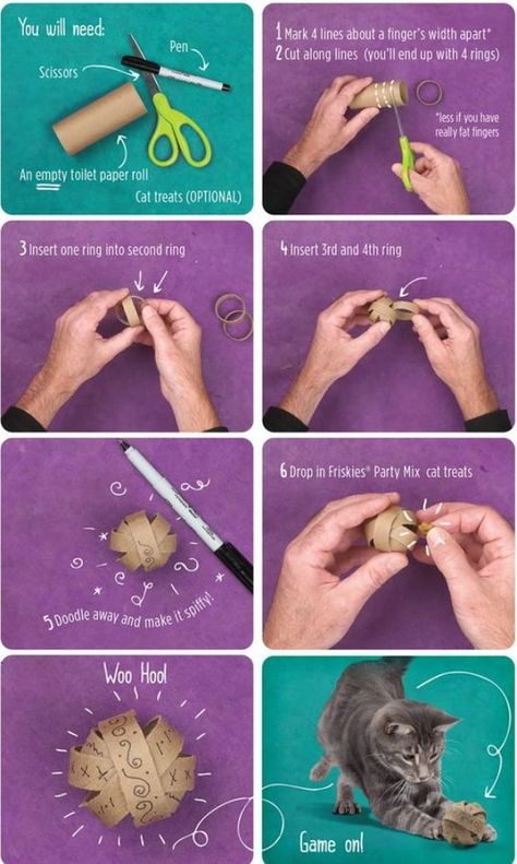 Diy Jouet Pour Chat, Diy Cat Toys Easy, Katt Diy, Diy Chat, Kat Haken, Katt Grejer, Kat Diy, Chat Diy, Homemade Cat Toys