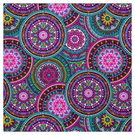 ESZAdesign Bright Bohemian Boho Hippy Chic Pattern Fabric Patchwork, Bohemian Pattern Art, Boho Pattern Design, Flowers Indian, Dreamcatcher Feathers, Pattern Art Design, Watercolor Woodland, Bohemian Fabric, Boho Dreamcatcher