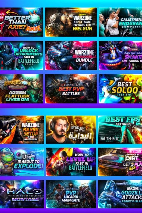 Gaming Thumbnail, Thumbnails Youtube Background, Graphic Design Posters Layout, Youtube Thumbnail Design, Youtube Banner Design, Banner Design Inspiration, Youtube Banner Template, Youtube Success, First Youtube Video Ideas