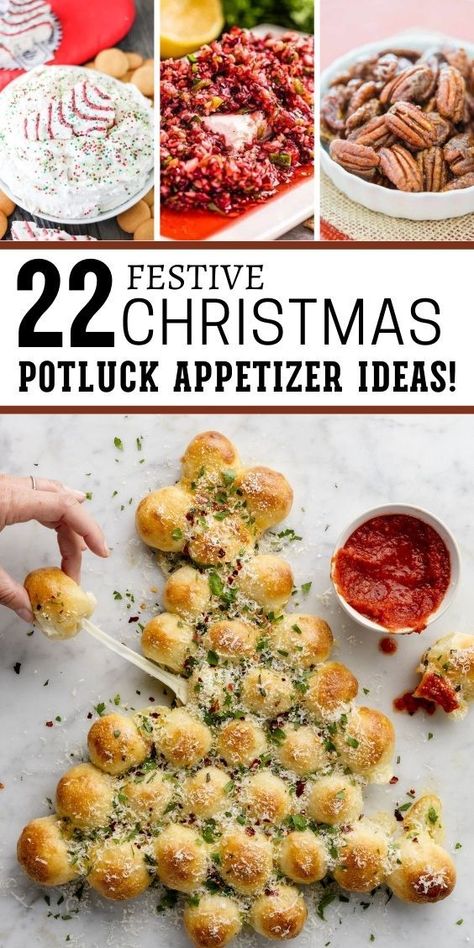 Christmas potluck appetizer ideas! Simple, flavorful treats that impress at any holiday gathering. Christmas Dinner For A Crowd, Appetizers For Christmas, Easy Holiday Appetizers, Horderves Appetizers, Potluck Appetizers, Christmas Soup, Traditional Christmas Dinner, Christmas Potluck, Christmas Appetizers Easy