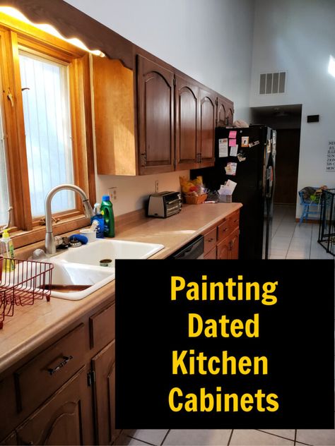 painting old kitchen cabinets Mid Century Modern Kitchen Painted Cabinets, Paint Old Cabinets Kitchen, Updating Old Cabinets, 50s Kitchen Remodel, Painting Old Kitchen Cabinets, Dated Cabinets, Old Kitchen Cabinet Makeover, Old Style Kitchen, Chalk Paint Kitchen Cabinets