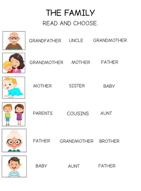 Family And Friends Worksheet, Worksheet For Family Members, Family Exercises, Family Classroom Activities, Activities About Family, Family Exercise, Family Words Activities For Kids, Activities About Family For Kids, Family English Worksheet