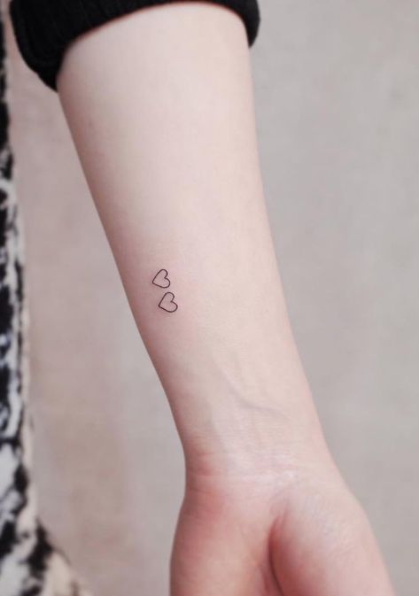 Tattoo Two Hearts, 3 Small Heart Tattoo On Wrist, 3 Heart Tattoo Ideas, Four Heart Tattoo, 3 Hearts Tattoo On Wrist, Two Heart Tattoo, Four Hearts Tattoo, Tiny Hearts Tattoo, Small Hearts Tattoo