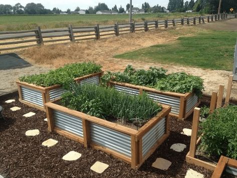 Build Your Own Corrugated Metal Raised Bed – The garden! Garden Box Plans, Garden Boxes Raised, Vegetable Garden Raised Beds, Backyard Vegetable Gardens, Sloped Garden, Pallet Garden, Pallets Garden, Low Maintenance Garden, Vegetable Garden Design