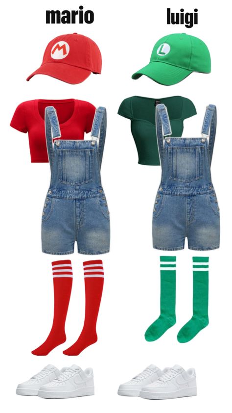 #matching #halloween #costume Mario And Luigi Halloween, Luigi Halloween Costume, Cute Easy Halloween Costumes, Mario Halloween Costumes, Mario Halloween, Luigi Costume, Halloween Fits, Hallowen Costume, Mario Luigi