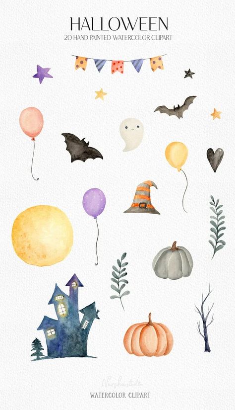 Halloween Water Coloring Ideas, Halloween Watercolor Art Easy, Easy Halloween Watercolor, Halloween Watercolor Cards, Watercolor Halloween Art, Halloween Watercolor Painting, Cute Halloween Watercolor, Halloween Watercolor Art, Skulls Animal