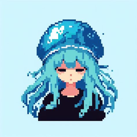 Jellyfish Minecraft, Pixel Jellyfish, Jellyfish Person, Pixel Pfps, Jellyfish Food, Jellyfish Icon, Jellyfish Hat, Discord Pfps, Blue Jellyfish