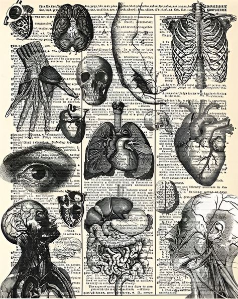 Vintage Medical Art, Medical Artwork, Grunge Posters, Lizzie Hearts, Gcse Art Sketchbook, Dictionary Art Print, Hobbies Creative, Vintage Medical, Dictionary Art