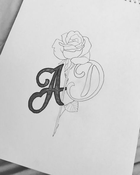 A D Tattoo Letter, Two Initials Tattoo, A And D Letters Together Love Tattoo, D Letter Drawing, D Drawing Letter, Cool Drawings For Boyfriend, Cute Things To Draw For Him, Drawing Ideas Love Boyfriend, Drawing Ideas For Boyfriend For Him