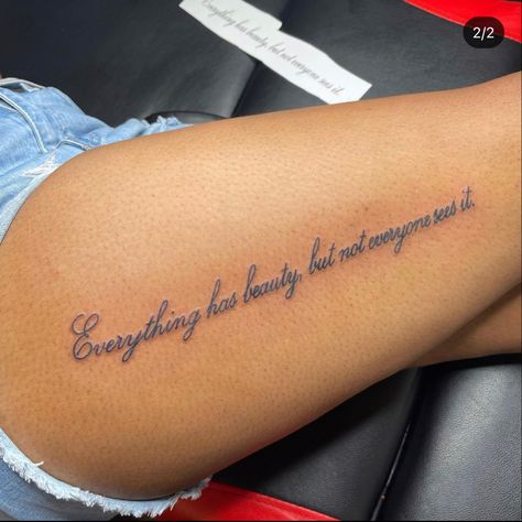 Side Thigh Tattoos, Tattoo Quotes For Women, Mark Tattoo, Hand Tattoos For Girls, Pretty Hand Tattoos, Cute Hand Tattoos, Writing Tattoos, Tasteful Tattoos, Spine Tattoos For Women