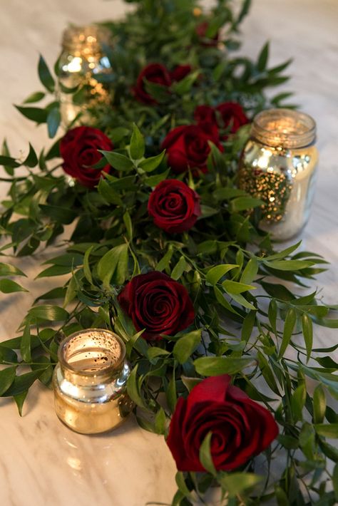 Wedding Flower Power // The Ravishing Rose Red Wedding Theme, Red Rose Wedding, Romantic Table, Rose Centerpieces, Rose Decor, Burgundy Wedding, Flower Centerpieces, Red Wedding, Rose Wedding