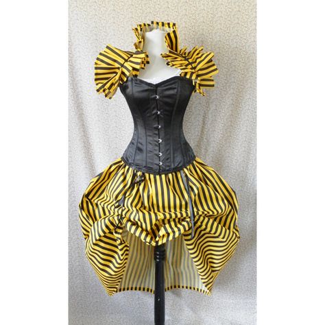 Bumble Bee Corset Outfit-Whole Corset Outfit-Made for Buyer (€185) ❤ liked on Polyvore featuring shrug cardigan