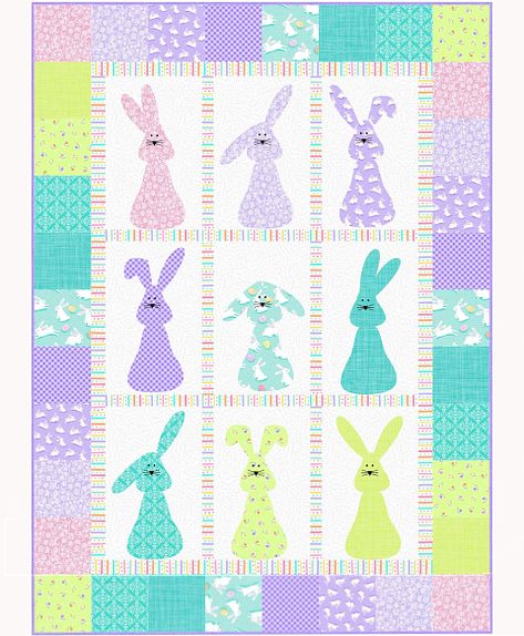 Make an Adorable Crib Quilt in Bright Colors - Quilting Digest Lap Quilt Patterns, Fusible Applique, Bunny Quilt, Baby Quilt Pattern, Quilt Of Valor, Pretty Quilt, Spring Pastels, Patchwork Quilt Patterns, Heart Quilt