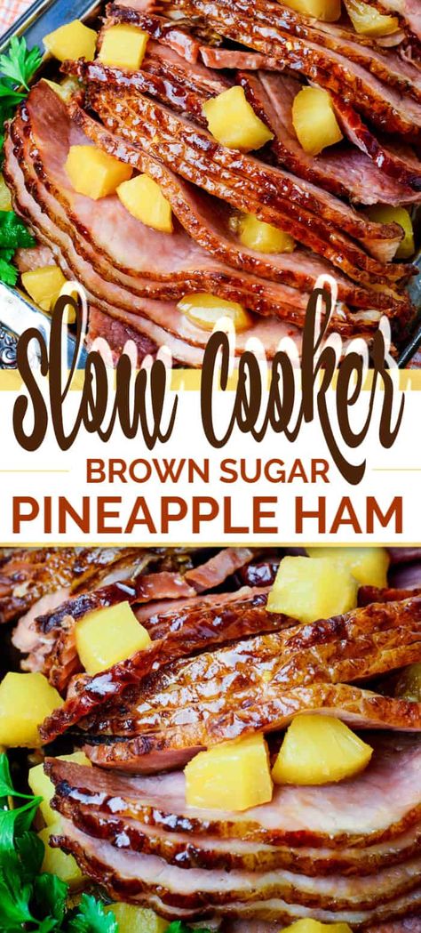 Slow Cooker Pineapple Ham, Brown Sugar Pineapple Ham, Slow Cooker Ham Recipes, Ham Recipes Crockpot, Brown Sugar Pineapple, Brown Sugar Ham, Pineapple Ham, Ham Dinner, Crockpot Ham