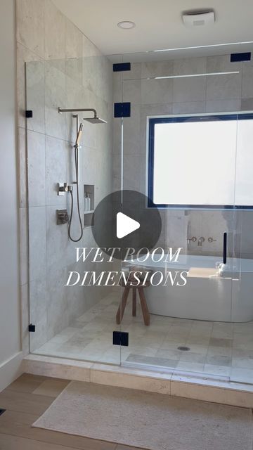 Jenna Peck | Custom Home Build on Instagram: "🐸🗓️ Considering a wet room for your new build or renovation? SAVE this reel for our wet room measurements! 🛁📏

All the details:
-7’10” wide (tub wall)
-7’4 deep (shower head walls)
-32 inches from tiled wet room floor to top of wall mounted tub faucet
-83 inches from tiled shower floor to top of shower head
-56 inches from tiled shower floor to top of niches

TIP: Don’t forget to account for the build up of the shower floor (for drainage slope) + the thickness of tile when planning your rough in placements for plumbing fixtures! 

✨ Comment BATH for a direct link to our primary bath sources 

🏷️ home building tips | wet room design | primary bathroom | home building and renovation | bathroom design | shower inspiration 

🏠 Welcome to the Wet Room Shower Ideas, Wet Floor Shower Ideas, Master Bath Remodel Wet Room, Wet Room Shower And Tub, Stone Wet Room, Wet Room Bathroom Dimensions, Tiled Wet Room, Wet Room Large Tiles, Raised Wetroom Floor