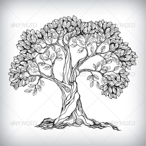 Hand Drawn Tree Symbol - Flowers & Plants Nature Oak Tree Drawings, Drawn Tree, Paint People, Tree Symbol, Boom Kunst, Tree Drawings Pencil, Tree Icon, Tree Coloring Page, Tree Sketches