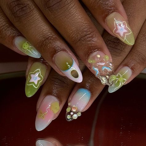 philadelphia gel-x nail artist | brat x @smiski_usa summer? #phillygelx #phillynails #phillynailartist #3Dnails #smiskinails #smiski #sonnyangel #sonnyangelnails… | Instagram Fun Manicure, Green Nail Art, Summer Toe Nails, Pink Polish, Flower Nail Designs, Kawaii Nails, Toe Nail Designs, Dream Nails, Nail Art Summer