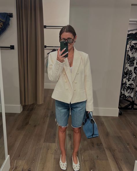 Adore this jacket and Bermuda shorts from @alineboutique probably will back also for linen green or white set🥰 #miravreviewstore White Set, Bermuda Shorts, Green, White, Quick Saves